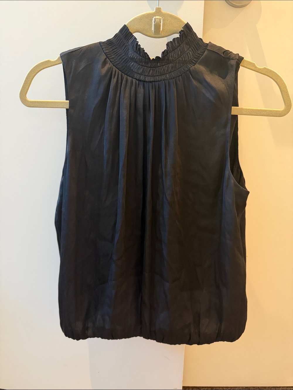 Banana Republic Black Sleeveless Smocked-Neck Camisole